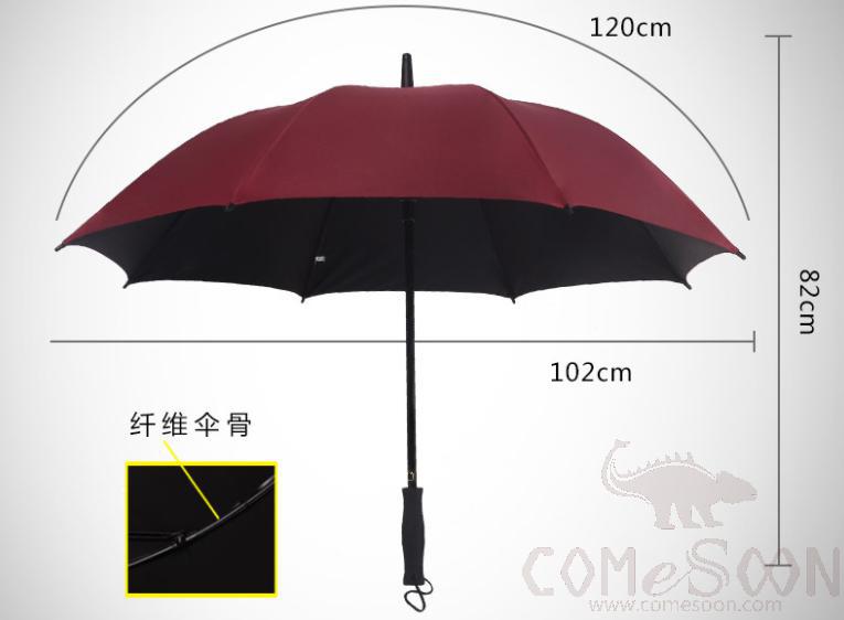 Umbrella,D102cm*8K,Wine Red Vinyl Backing
