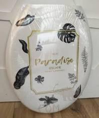 Printed Plastic Toilet Seat-Black Banana Leaf