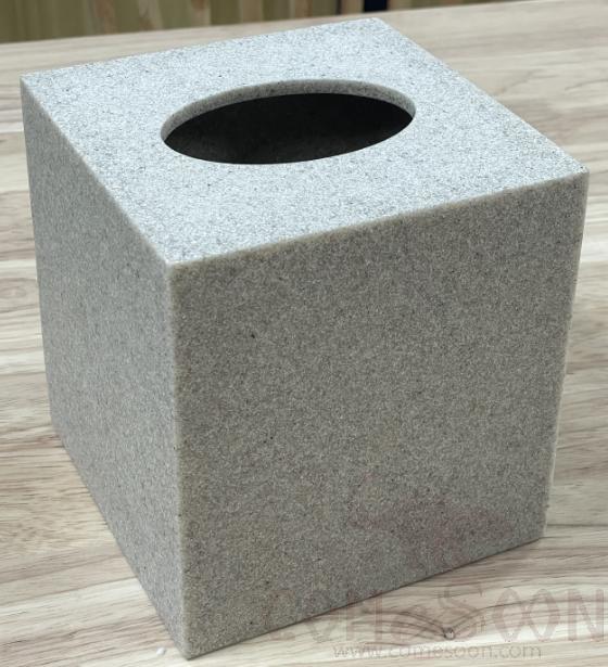 Sandstone Square Tissue Box, Resin, 132*132*140Mm