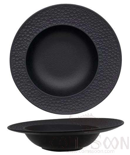 1501 Series - 9.25&quot; Ice Pattern Soup Plate - Frosted Black