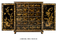 Hand painting gold paint porch cabinet
