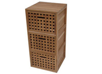 Wooden cabinet with three drawers