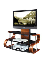 Modern minimalist curved wooden TV stand