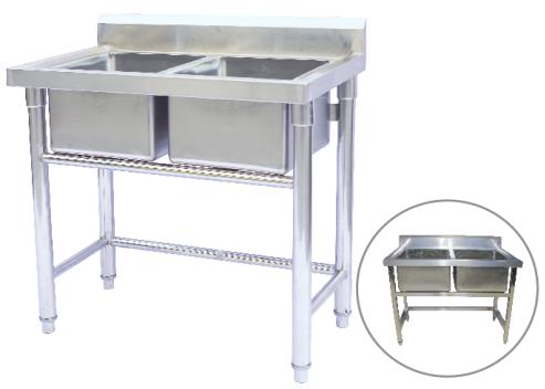 Double Sink Worktable 900*500*800+150mm