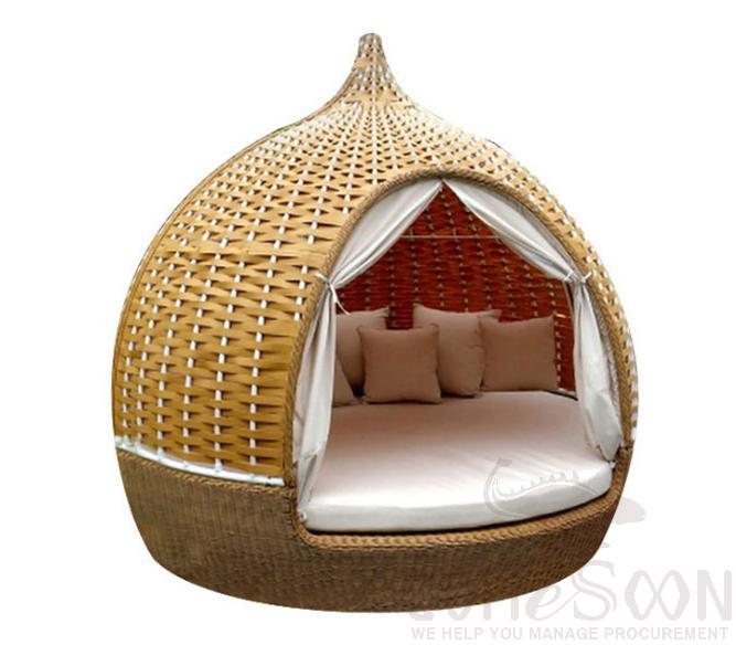 Outdoor rattan bed-120cm,120*100*180cm