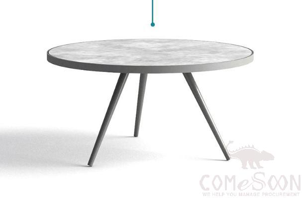 Outdoor marble coffee table-φ80cm,rock board + metal frame,φ80*45cm