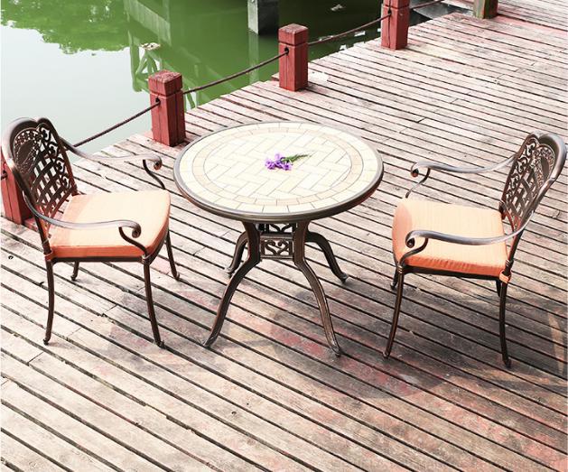 Cast aluminum outdoor tables and chairs-chair*2+table*1