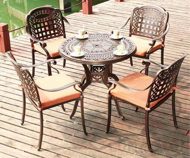 Cast aluminum outdoor tables and chairs-chair*4+table*1