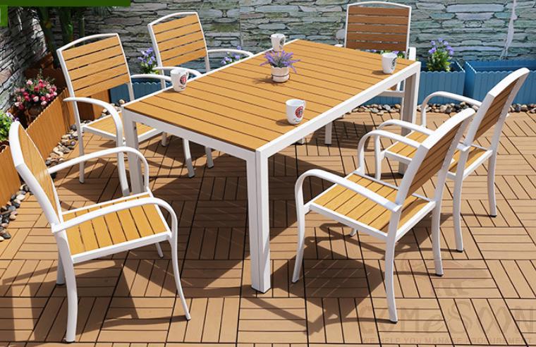 Outdoor plastic wood table and chair-chair*6+table*1