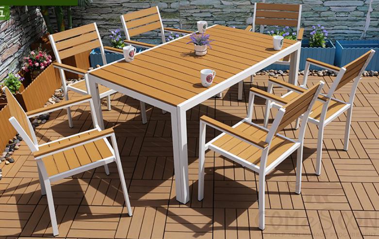 Outdoor plastic wood table and chair-chair*6+table*1