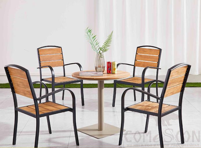 Outdoor plastic wood table and chair-chair*4+table*1
