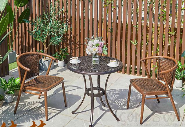 Outdoor plastic wood table and chair-chair*2+table*1