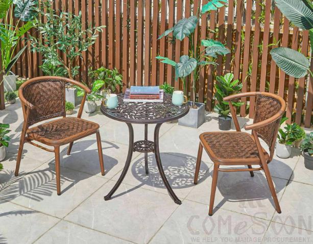 Outdoor plastic wood table and chair-chair*2+table*1