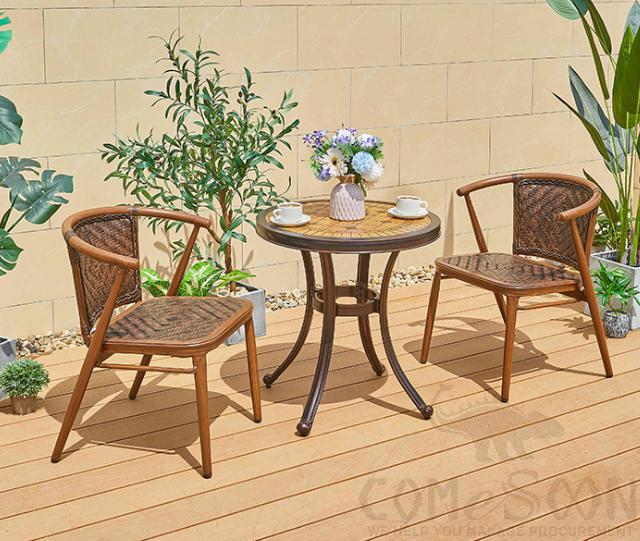 Outdoor plastic wood table and chair-chair*2+table*1