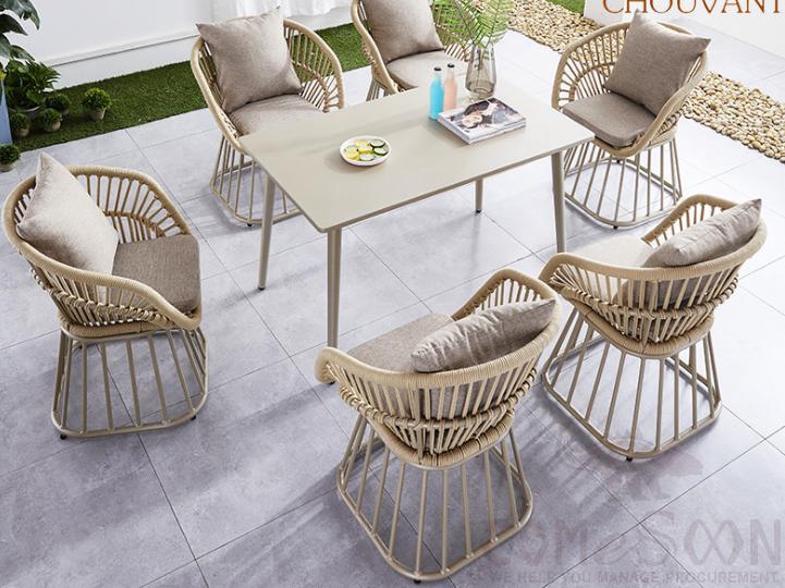 Outdoor plastic wood table and chair-chair*6+table*1