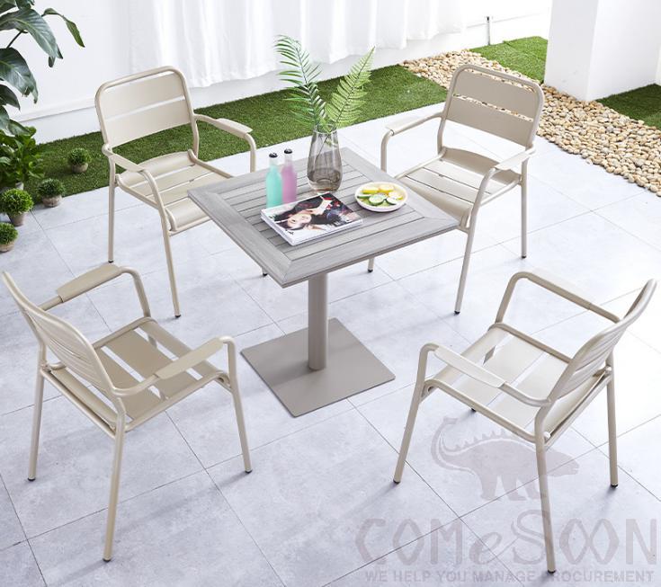 Outdoor aluminum tables and chairs