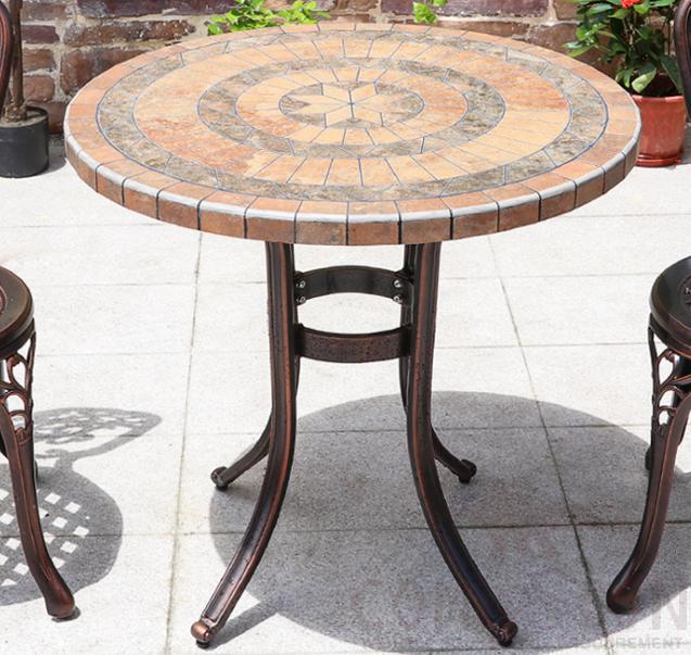 Cast aluminum tile table-φ76cm