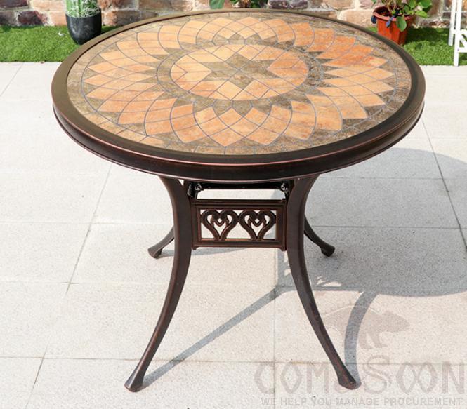 Cast aluminum tile table-φ80cm
