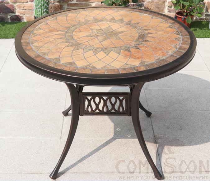Cast aluminum tile table-φ90cm