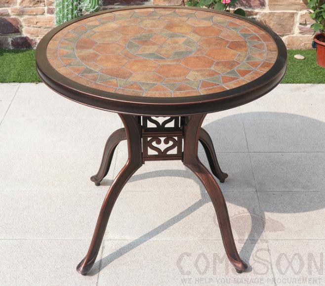 Cast aluminum tile table-φ80cm