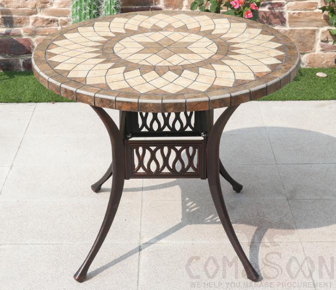 Cast aluminum tile table-φ90cm