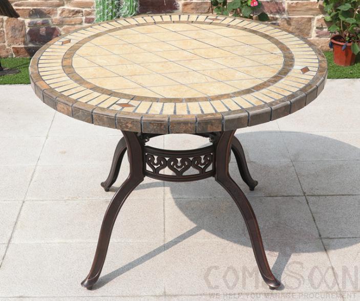 Cast aluminum tile table-φ100cm