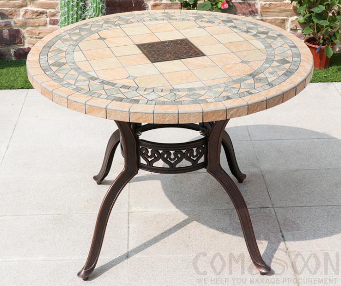 Cast aluminum tile table-φ100cm
