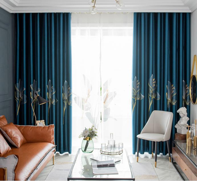 Brocade embroidered curtain fabric