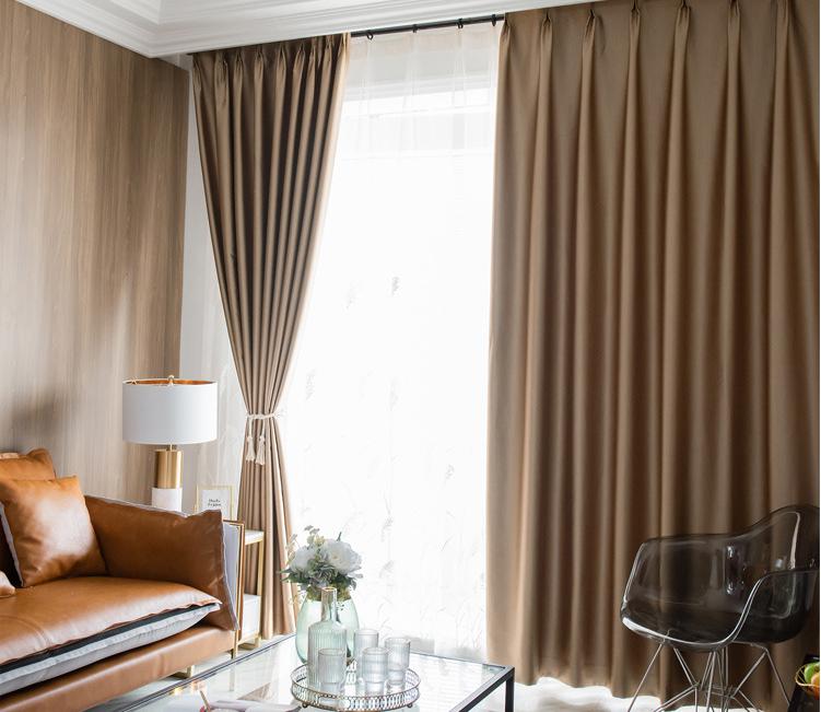 Embossed satin curtain fabric