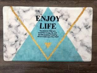 45X75 Printed Imitation Cashmere Floor Mat-Marble Blue