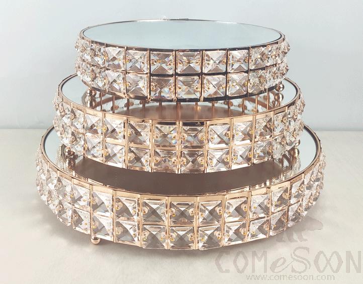 Cake Stand / Metal Tray,Metal Glass Crystal,Gold Sliver,D25*H23.5cm