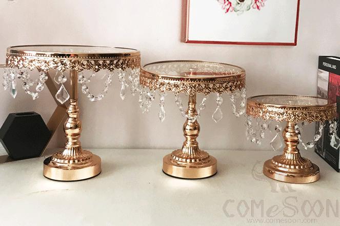 Cake Stand / Metal Tray,Metal Glass,Gold Sliver,D27*H27cm