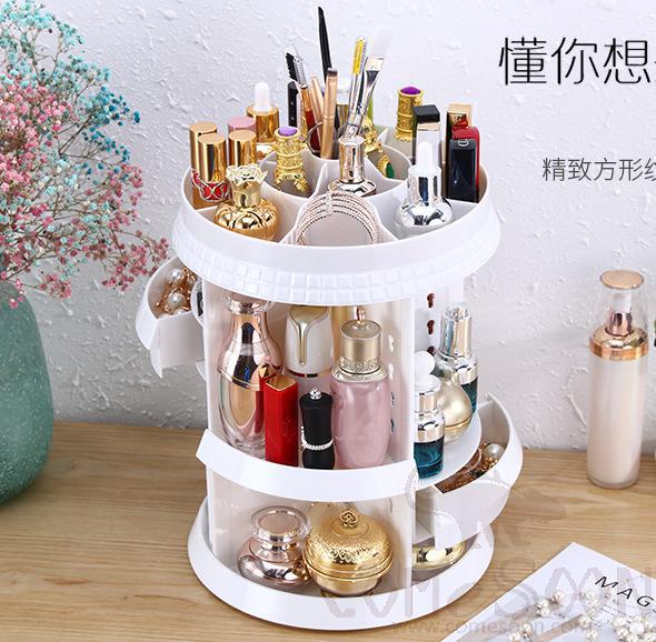 Rotating cosmetic storage box-with drawer-25.5*25.5*34.5cm