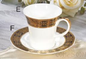 Bonechina Golden Pattan Luxury Coffee Cup Saucer 130mm