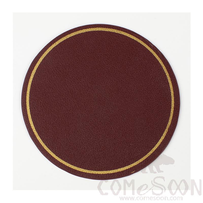 Coaster With Gold Border,PU，D10.2CM