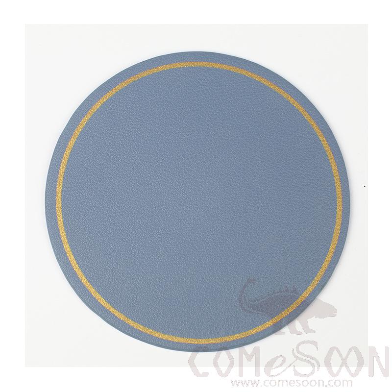 Coaster With Gold Border,PU，D10.2CM