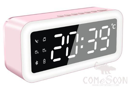 Bluetooth alarm speaker - three batteries - Pink - B119 Luxury style