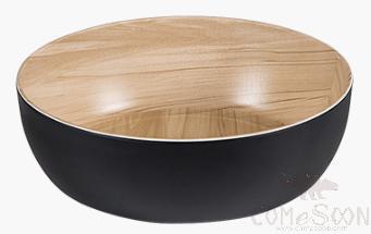 Wooden grain melamine round bowl  12&quot;