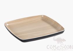 Wooden grain melamine square plate 19CM