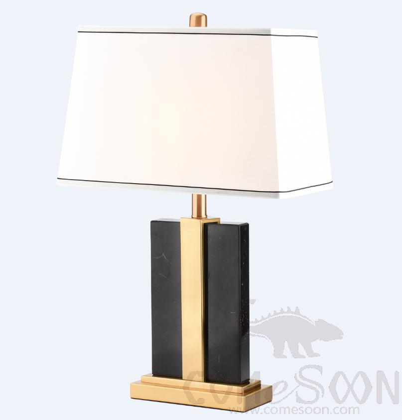 Marble Table Lamp-Marble + Metal + Fabric，5W,warm，400*230*650mm