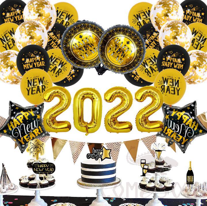 Golden  NY Balloon set
