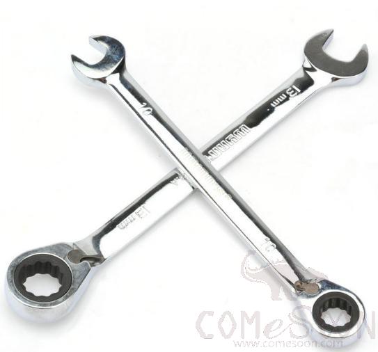 Ratchet Metric Wrenches Open-End And Ring Combination Wrenches 19Mm，Cr-V Chrome Vanadium Steel