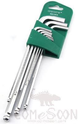 Extra Long Arm Ball Head End Hex Key Set Allen Wrench Imperial 9Pcs，Cr-V Chrome Vanadium Steel