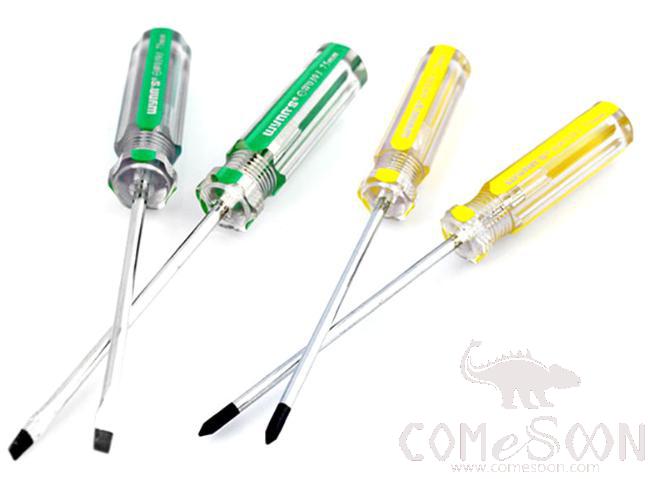 Transparent Flat Screwdriver  3X125mm ，High Carbon Steel + Pvc Transparent Plastic Handle