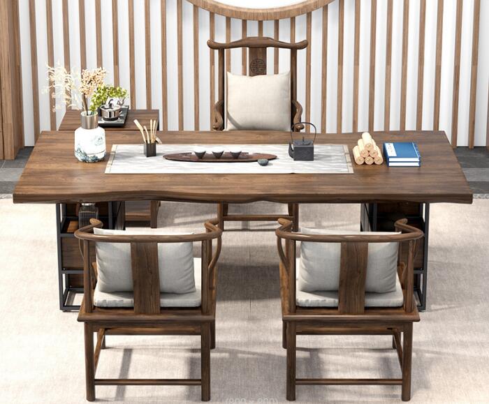 Solid wood tea table and chair combination-1 table and 3 chairs