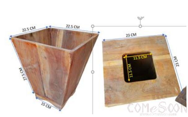 Wooden Dustbin M 25X24.5X18CM