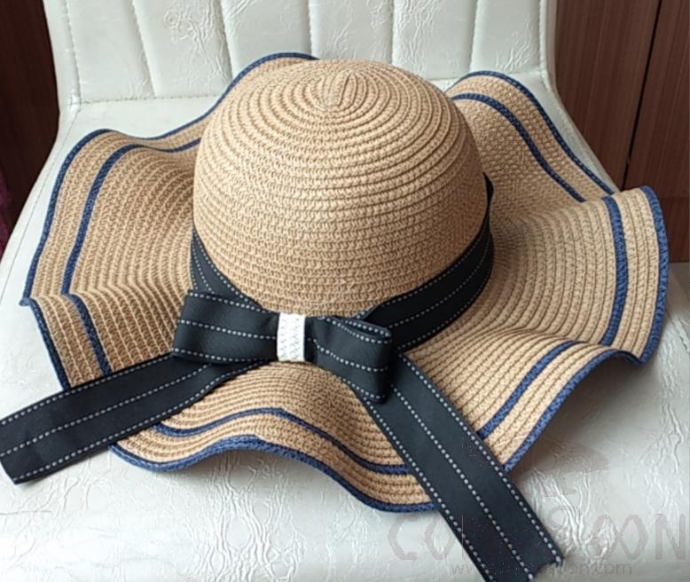 Straw Hat 1-Black,Straw,56~58cm