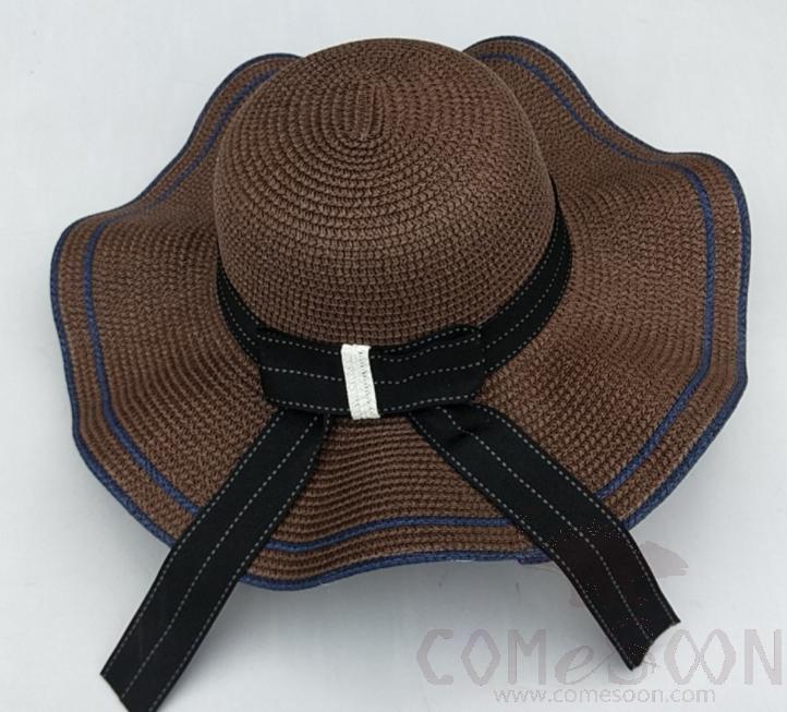 Straw Hat 1-Black,Straw,56~58cm