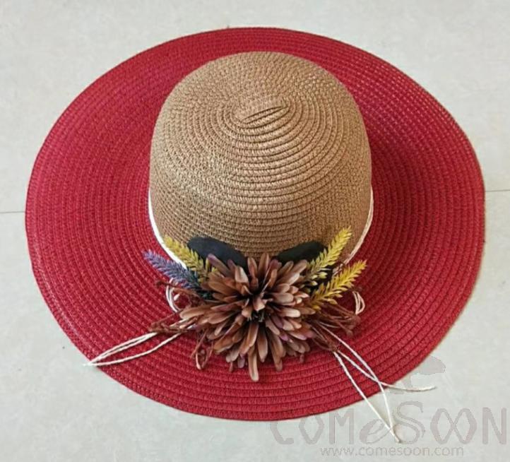 Straw Hat 1-Black,Straw,56~58cm