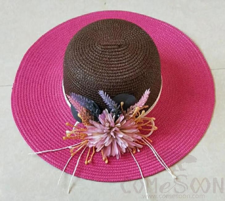 Straw Hat 1-Black,Straw,56~58cm